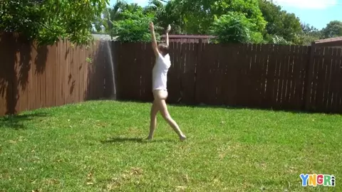 BangYNGR – Alicia Williams Plays In The Sprinklers In A White T-Shirt